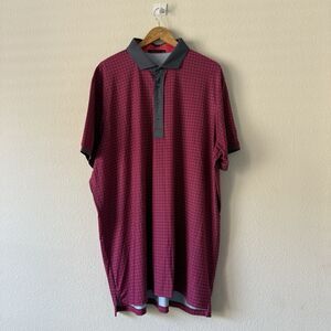 Greyson Golf Polo Shirt 2XL Pink Grid Print Contrast Collar Cowboy Golf Club